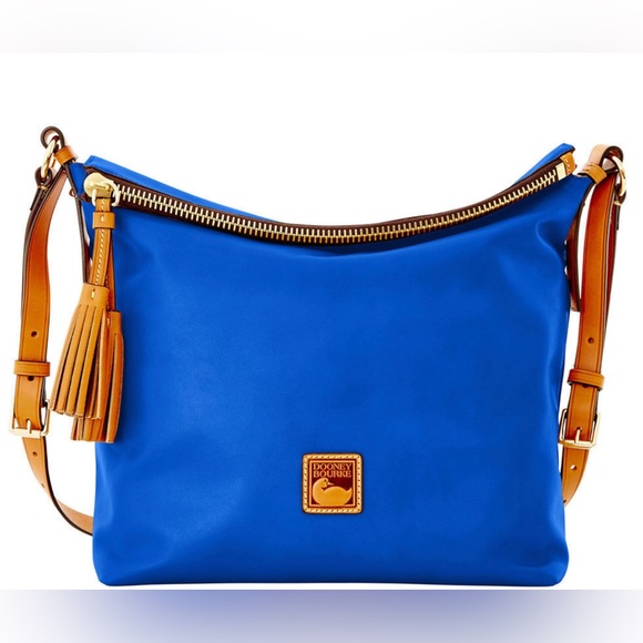 Dooney Bourke Newbury Leather Sloan Dixon Crossbody Bag Cobalt Blue & Tan 👜💙 - Picture 5 of 16